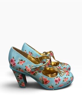 Chocolaticas Emma High Heel by Chocolate Design blue and pink floral gold tstarp